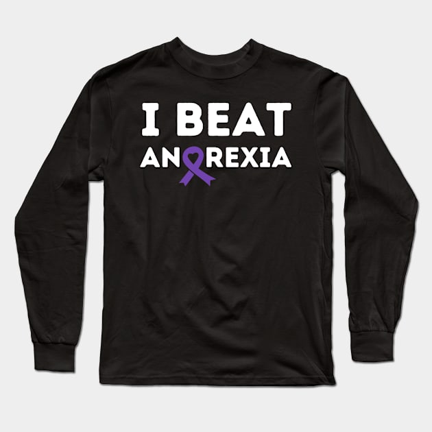 I Beat Survived Anorexia Survivor Purple Ribbon Awareness Long Sleeve T-Shirt by zofry's life